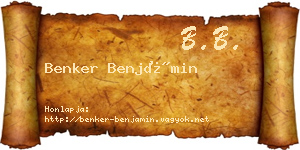 Benker Benjámin névjegykártya